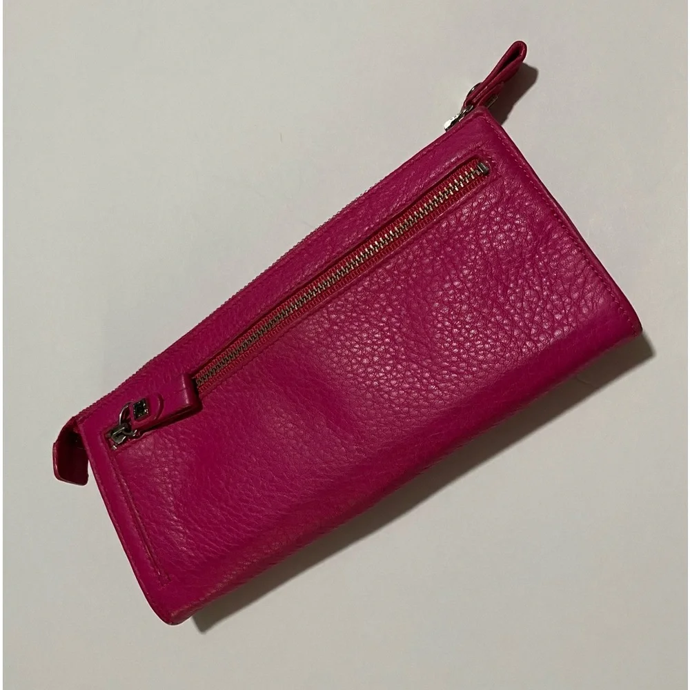 Liz Claiborne Leather Clutch Wallet Silver Chain Strap - Picture 5 of 12